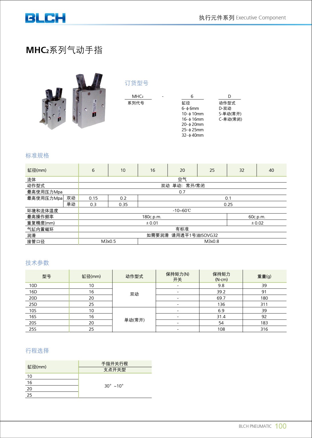  MHC2系列氣動(dòng)手指氣缸